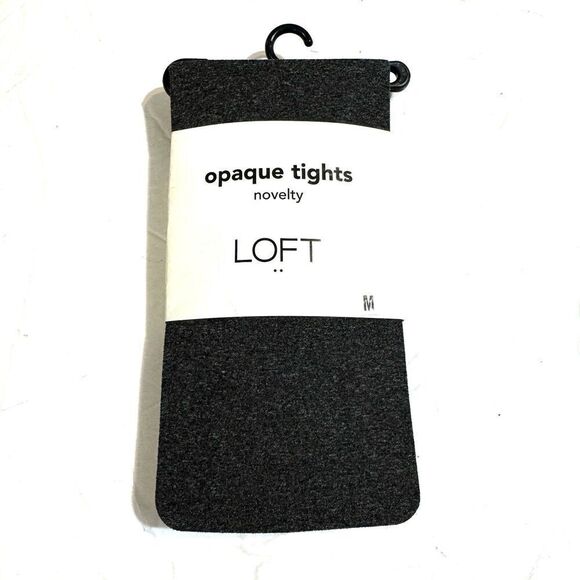 NWT Loft Opaque Tights Pull On Footed Charcoal Gray Womens size Medium - Picture 1 of 3